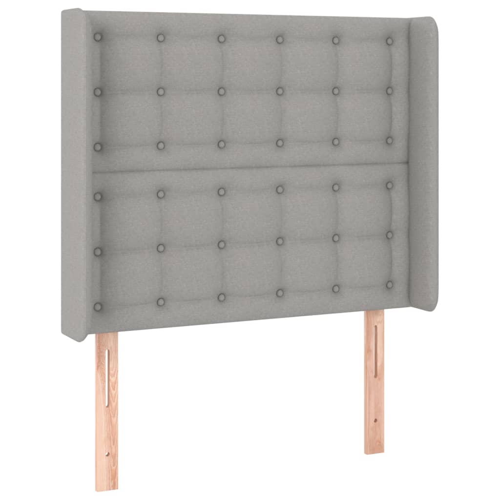Világosszürke szövet led-es fejtámla 93x16x118/128 cm