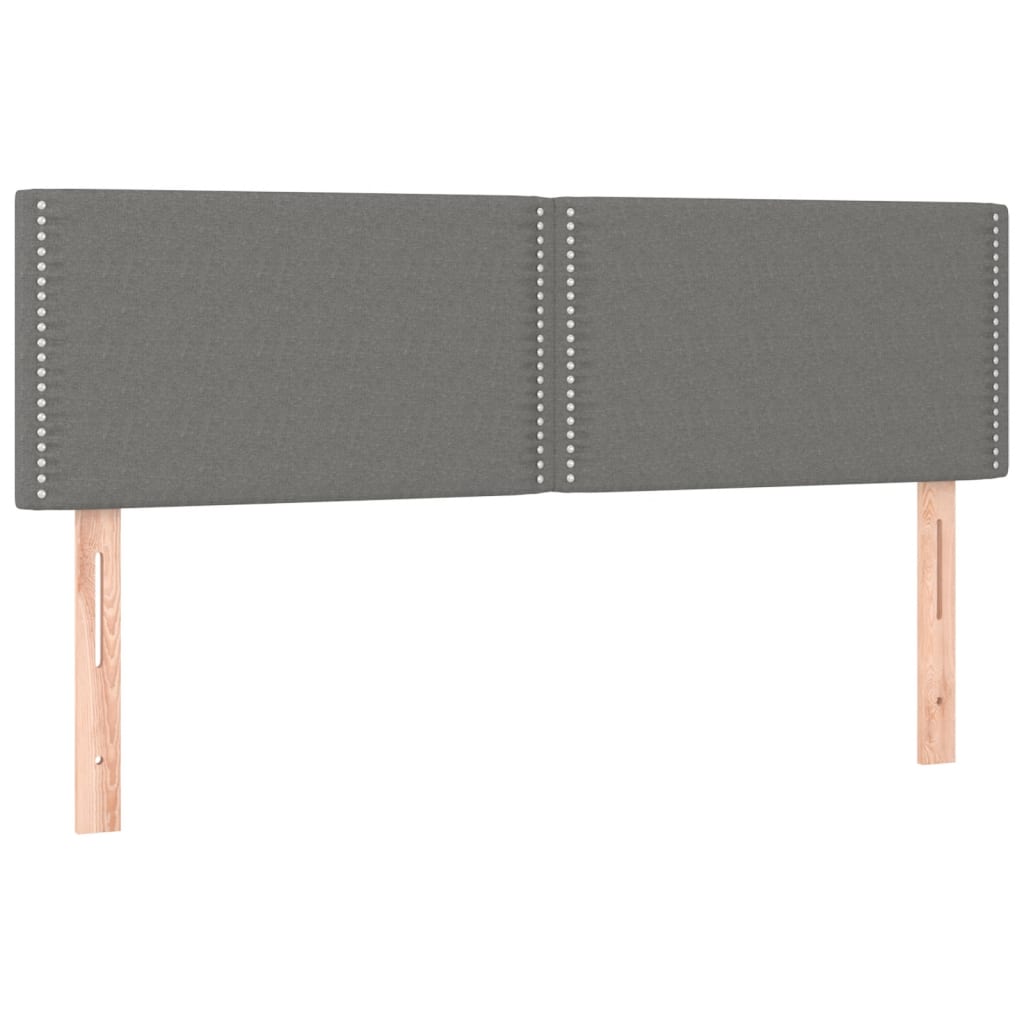 Sötétszürke szövet rugós és led-es ágy matraccal 140x200 cm