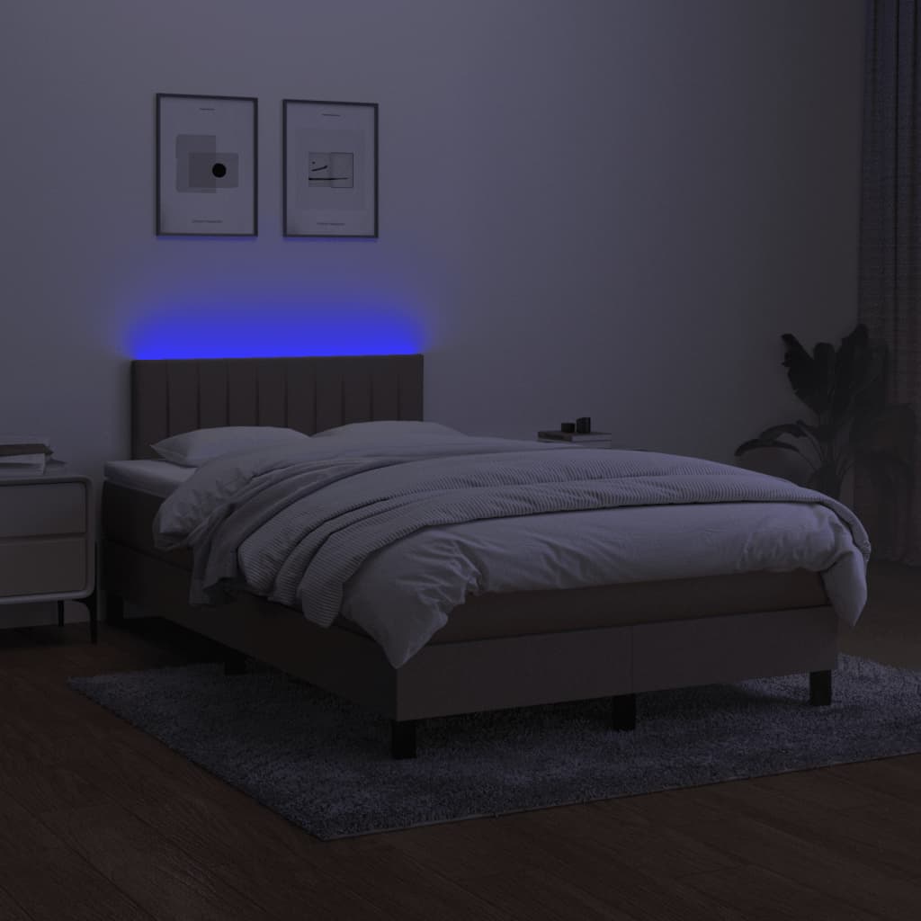 Tópszínű szövet rugós és led-es ágy matraccal 120 x 200 cm
