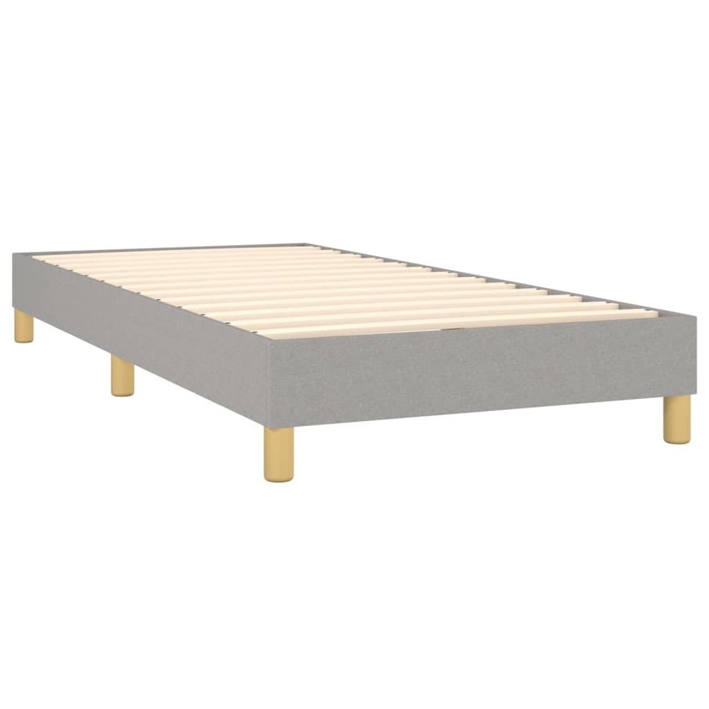 Világosszürke szövet rugós és led-es ágy matraccal 100x200 cm