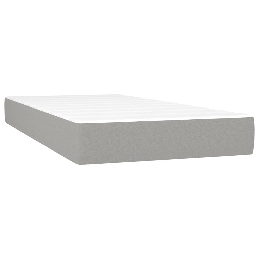 Világosszürke szövet rugós és led-es ágy matraccal 100x200 cm