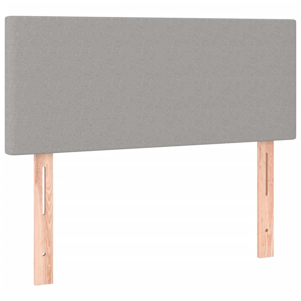 Világosszürke szövet rugós és led-es ágy matraccal 100x200 cm
