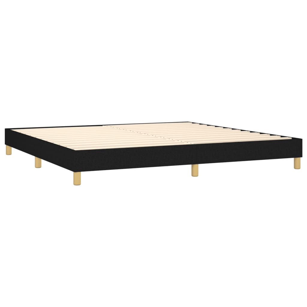 Fekete szövet rugós és led-es ágy matraccal 200x200 cm Fekete szövet rugós és led-es ágy matraccal 200x200 cm