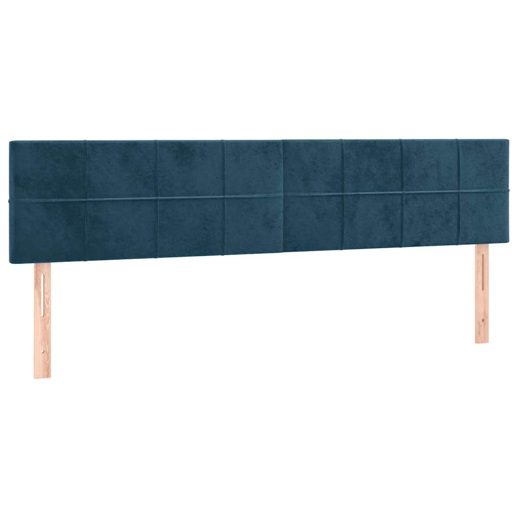 Sötétkék bársony rugós és led-es ágy matraccal 180x200 cm