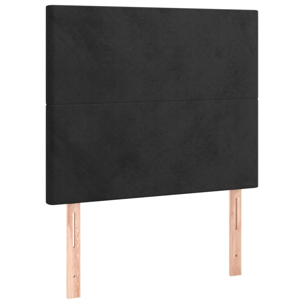 Fekete bársony rugós és led-es ágy matraccal 120x200 cm