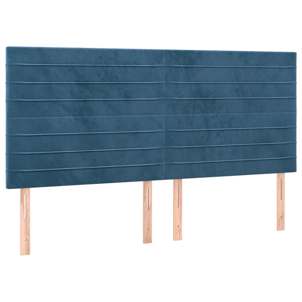 Sötétkék bársony rugós és led-es ágy matraccal 180x200 cm