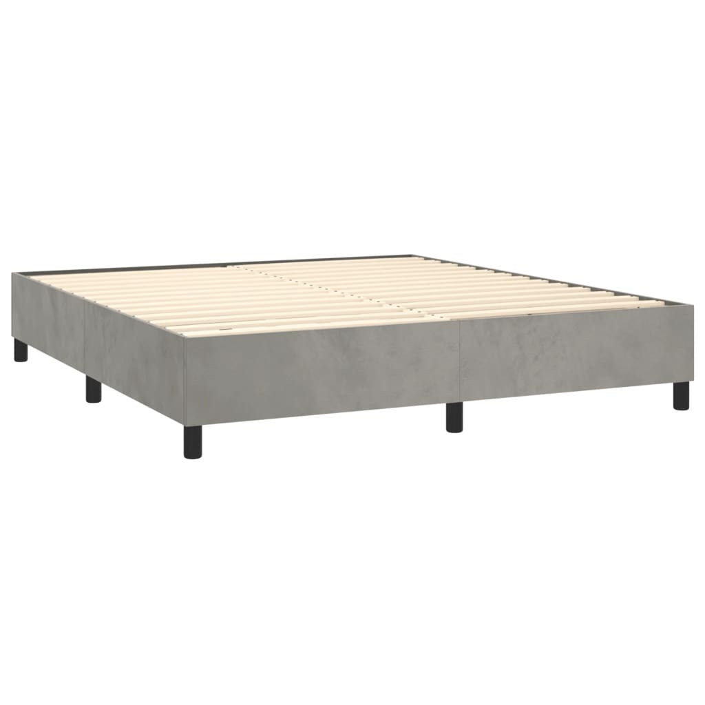 Világosszürke bársony rugós és led-es ágy matraccal 180x200 cm Világosszürke bársony rugós és led-es ágy matraccal 180x200 cm
