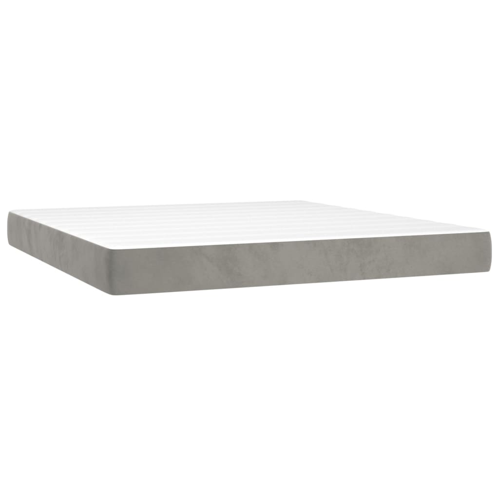 Világosszürke bársony rugós és led-es ágy matraccal 180x200 cm Világosszürke bársony rugós és led-es ágy matraccal 180x200 cm