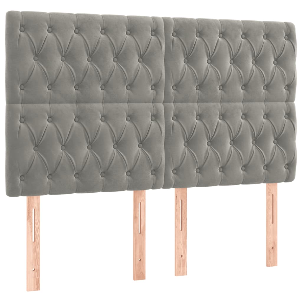 Világosszürke bársony rugós és led-es ágy matraccal 180x200 cm Világosszürke bársony rugós és led-es ágy matraccal 180x200 cm