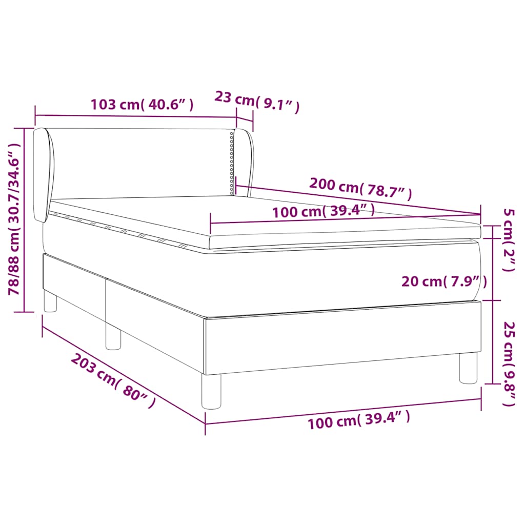 Sötétzöld bársony rugós ágy matraccal 100 x 200 cm