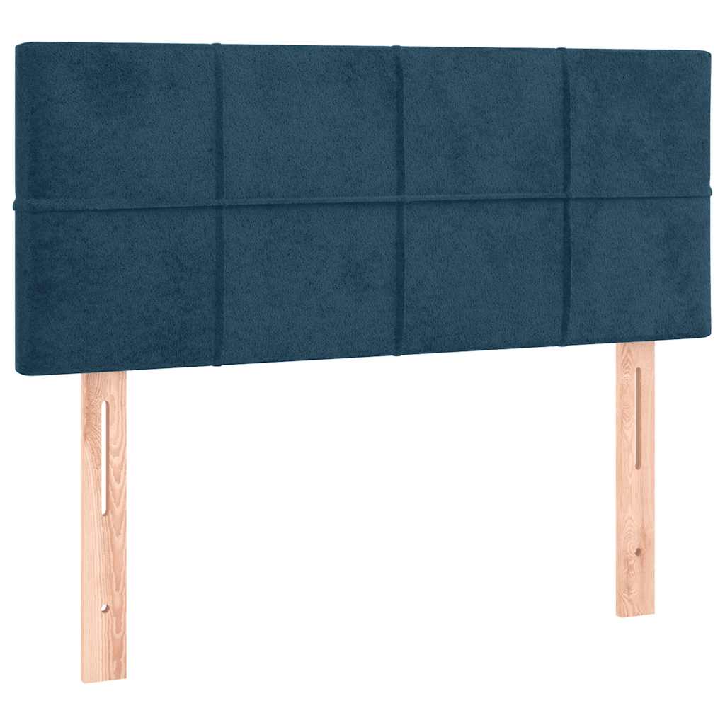 Sötétkék bársony rugós ágy matraccal 90x190 cm