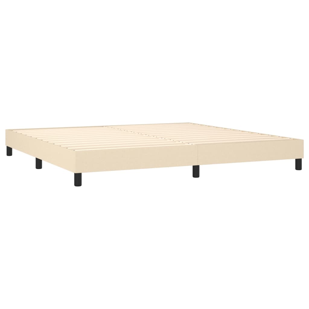 Krémszínű szövet rugós ágy matraccal 200 x 200 cm Krémszínű szövet rugós ágy matraccal 200 x 200 cm