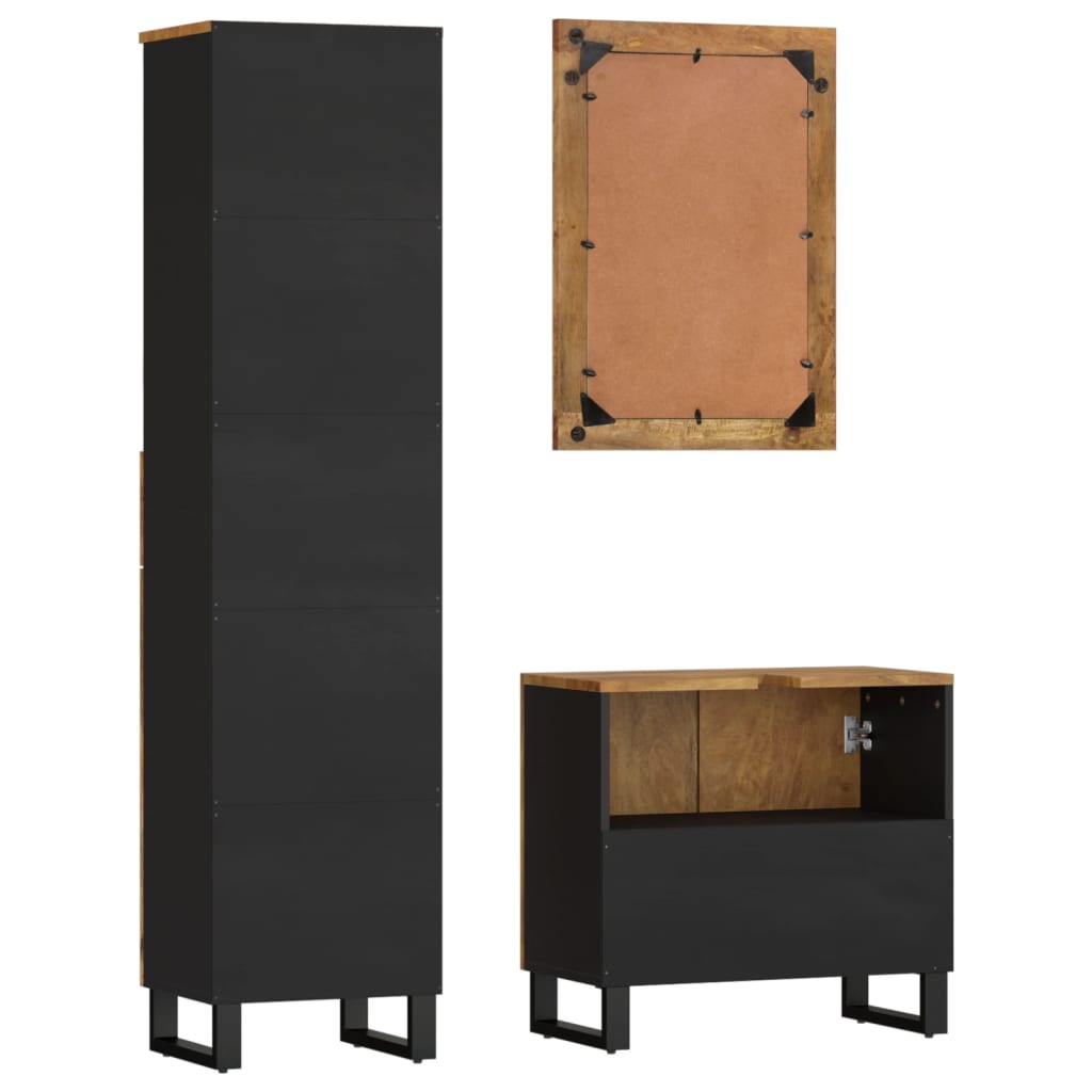 3 részes tömör mangófa fürdőszobai bútorszett