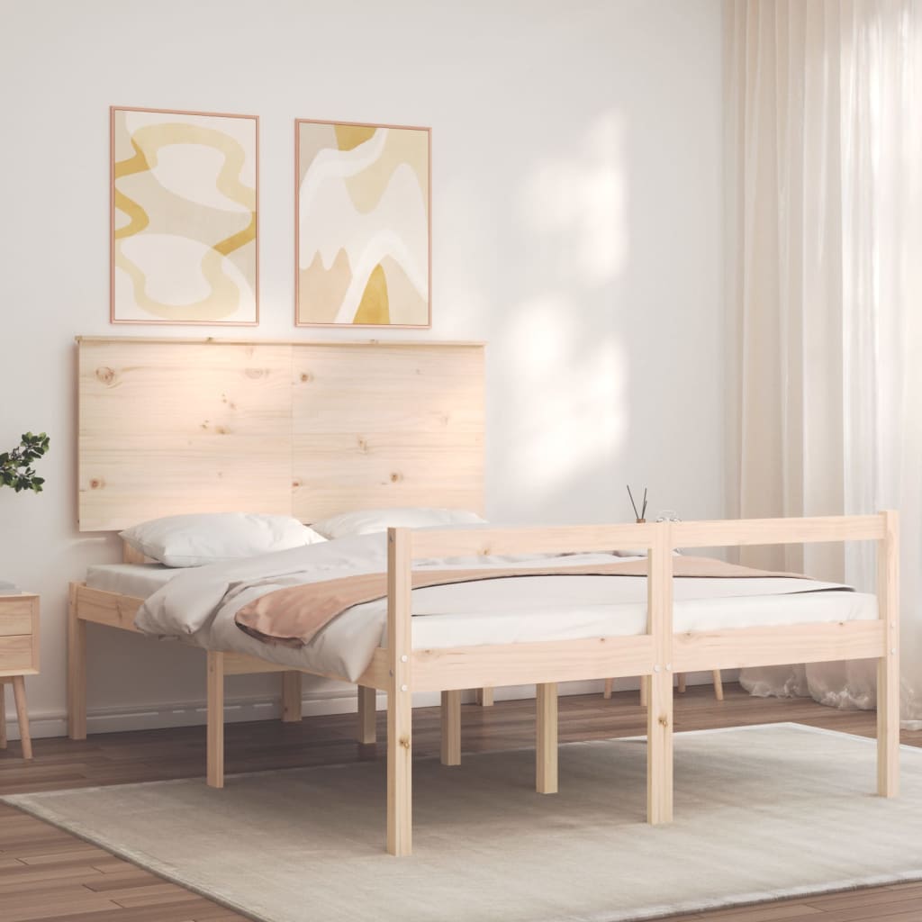Tömör fa ágykeret fejtámlával 140 x 190 cm Tömör fa ágykeret fejtámlával 140 x 190 cm