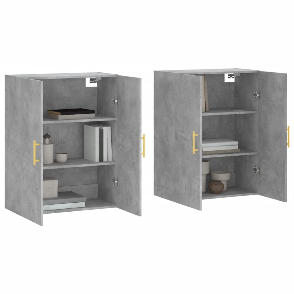 2 db betonszürke faliszekrény 69,5 x 34 x 90 cm