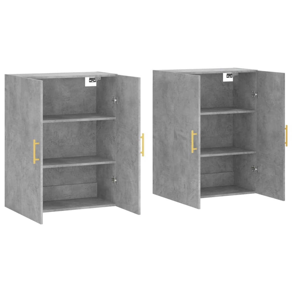 2 db betonszürke faliszekrény 69,5 x 34 x 90 cm