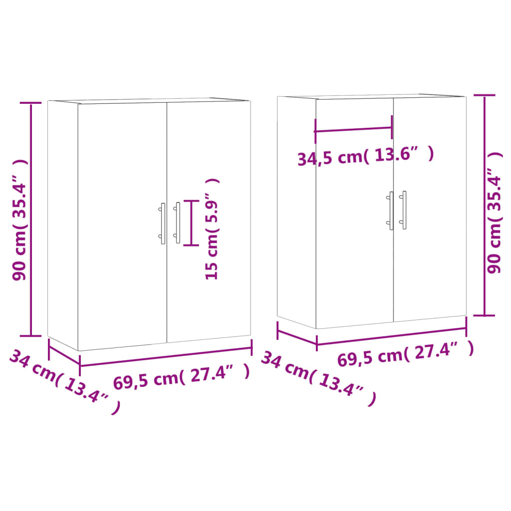 2 db füstös tölgyszínű faliszekrény 69,5 x 34 x 90 cm 2 db füstös tölgyszínű faliszekrény 69,5 x 34 x 90 cm