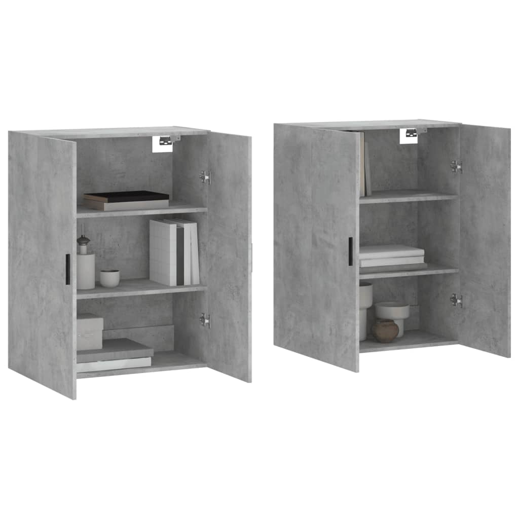2 db betonszürke faliszekrény 69,5x34x90 cm