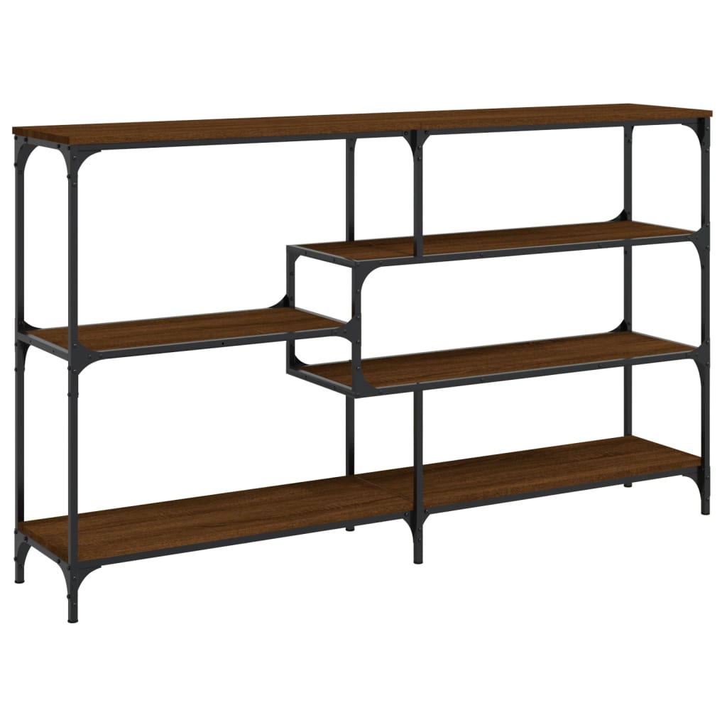 Barna tölgyszínű szerelt fa tálalóasztal 160x32x95 cm