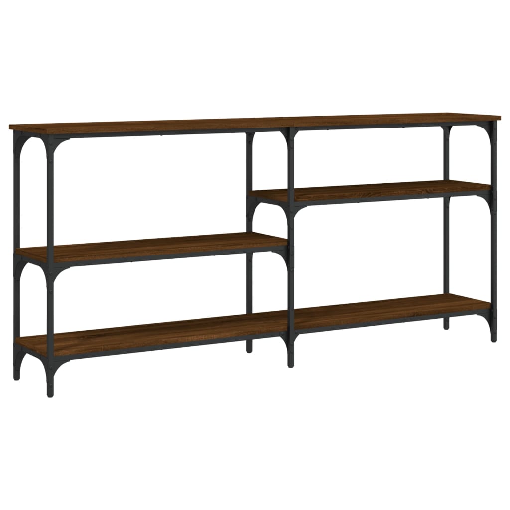 Barna tölgyszínű szerelt fa tálalóasztal 160x29x75 cm