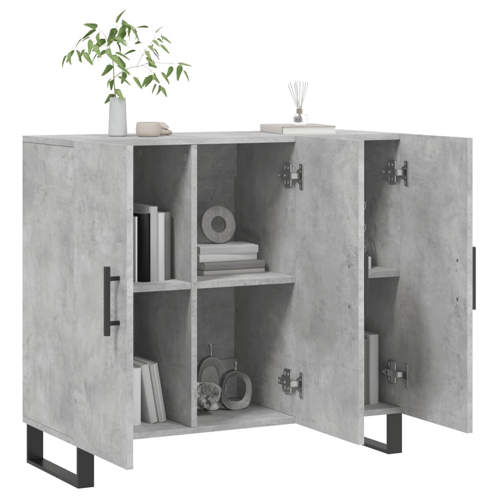 Betonszürke szerelt fa tálalószekrény 90 x 34 x 80 cm