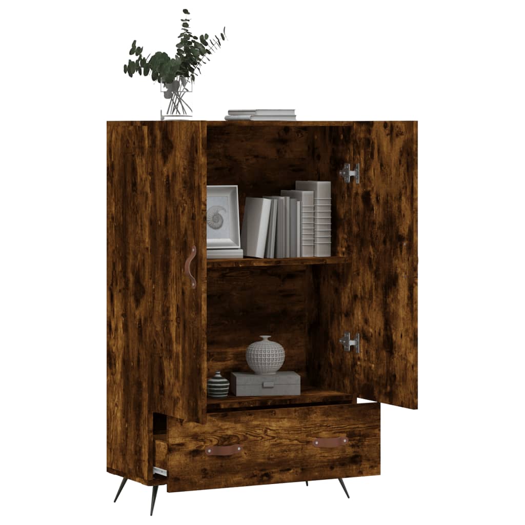 Füstös tölgy színű szerelt fa magasszekrény 69,5 x 31 x 115 cm