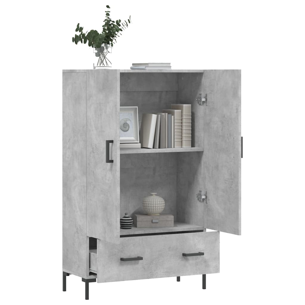Betonszürke szerelt fa magasszekrény 69,5 x 31 x 115 cm