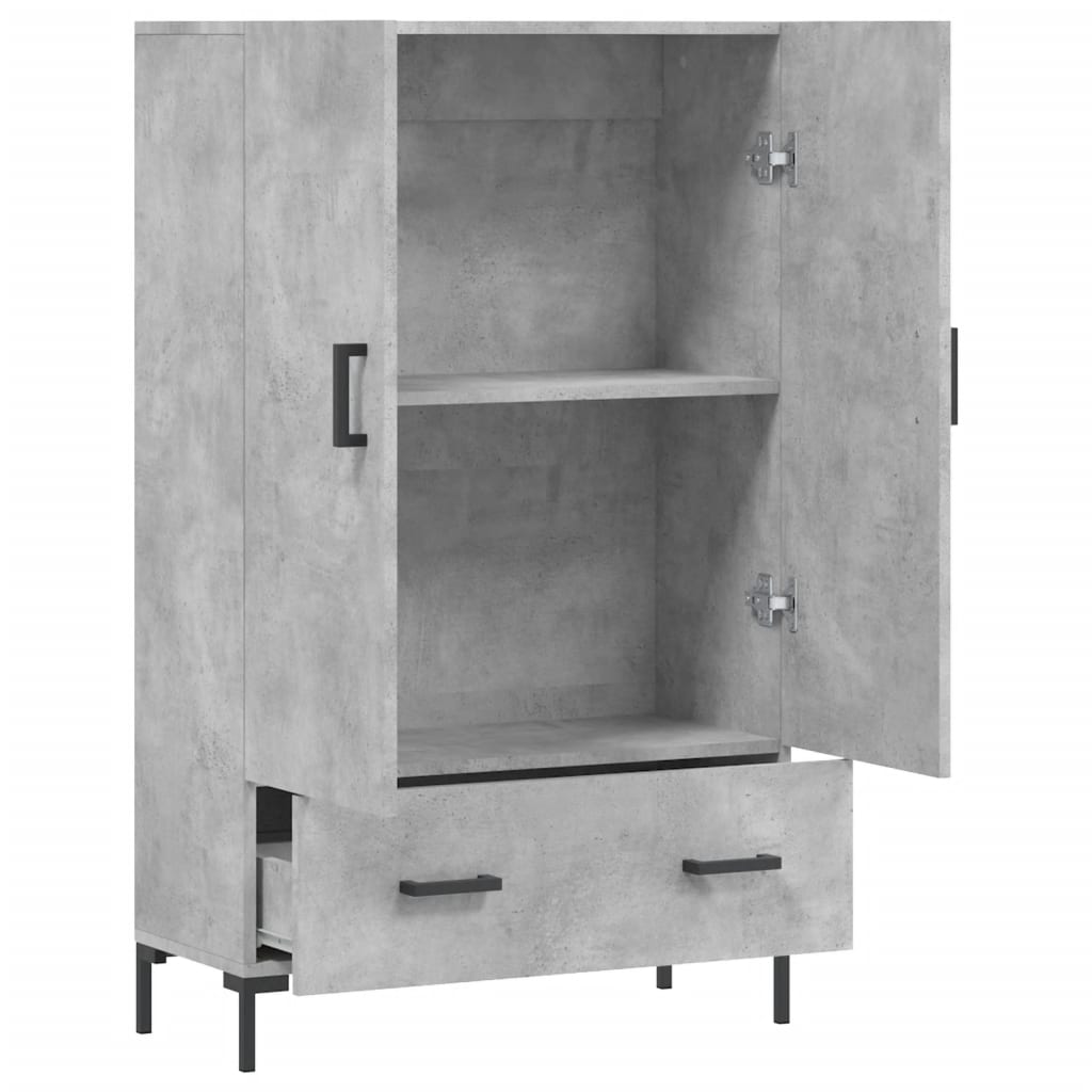 Betonszürke szerelt fa magasszekrény 69,5 x 31 x 115 cm