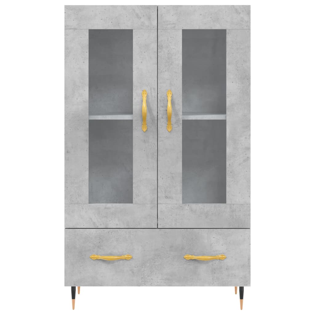 Betonszürke szerelt fa magasszekrény 69,5 x 31 x 115 cm