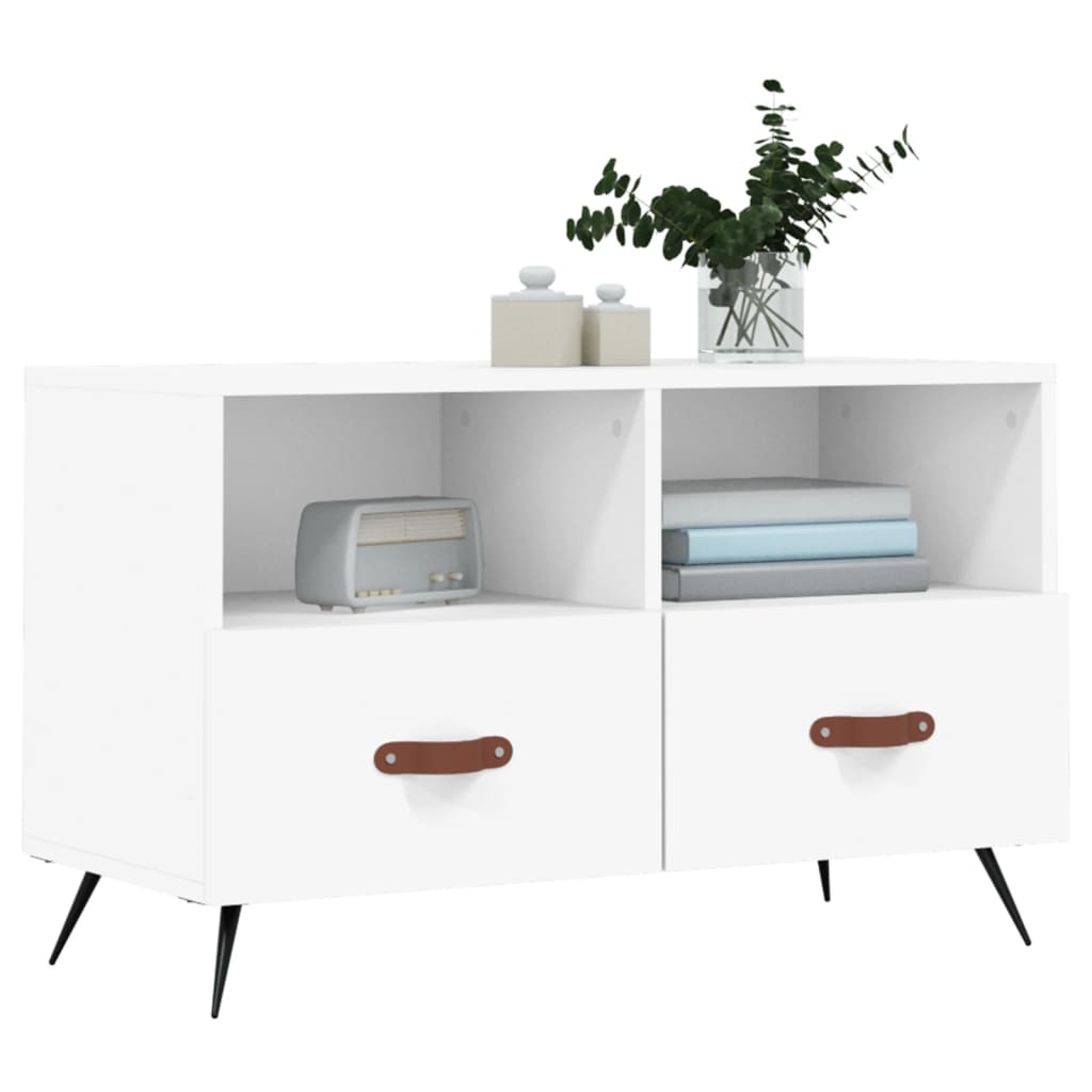 Fehér szerelt fa tv-szekrény 80 x 36 x 50 cm Fehér szerelt fa tv-szekrény 80 x 36 x 50 cm