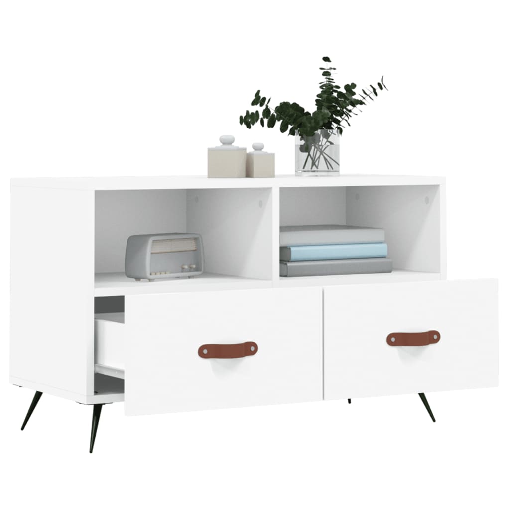 Fehér szerelt fa tv-szekrény 80 x 36 x 50 cm Fehér szerelt fa tv-szekrény 80 x 36 x 50 cm