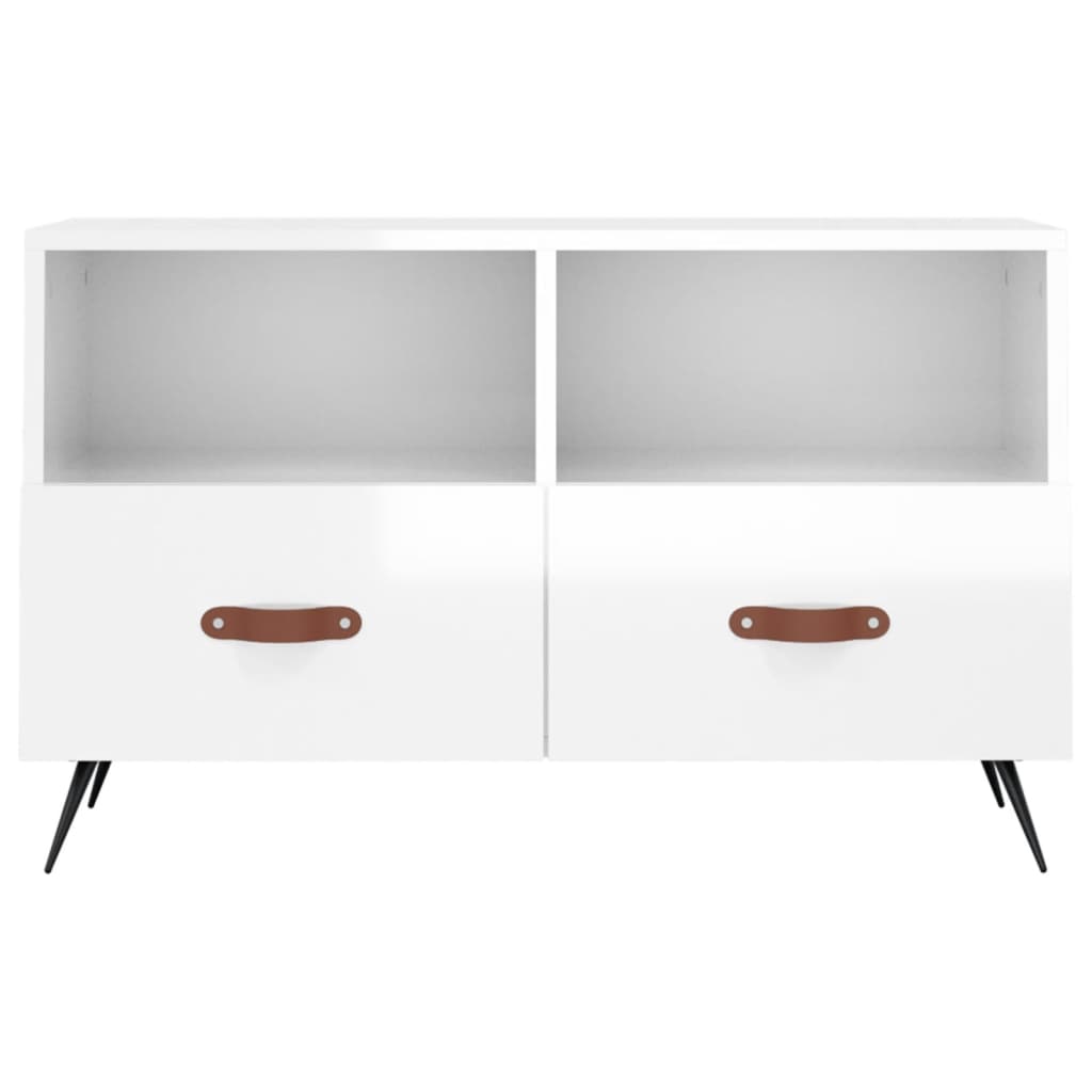 Fehér magasfényű szerelt fa tv-szekrény 80x36x50 cm Fehér magasfényű szerelt fa tv-szekrény 80x36x50 cm