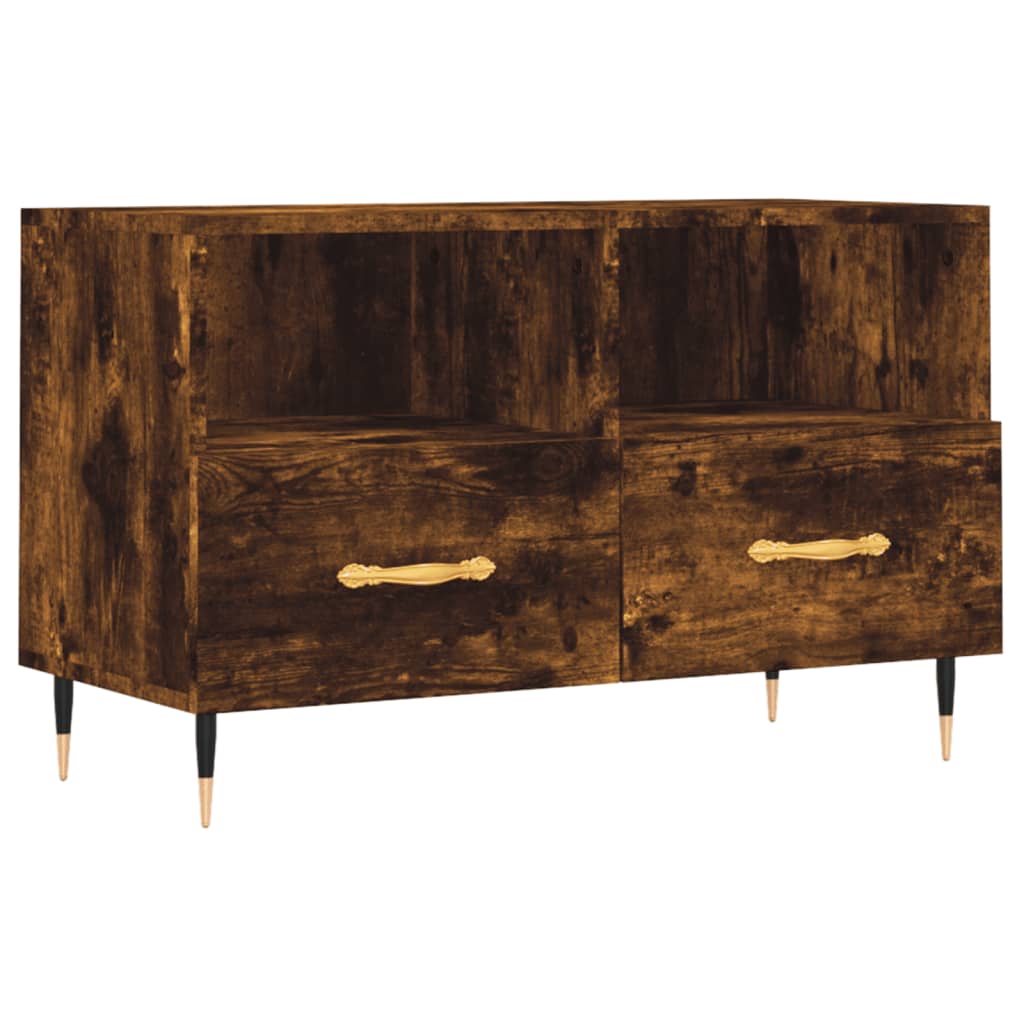 Füstös tölgyszínű szerelt fa tv-szekrény 80 x 36 x 50 cm Füstös tölgyszínű szerelt fa tv-szekrény 80 x 36 x 50 cm