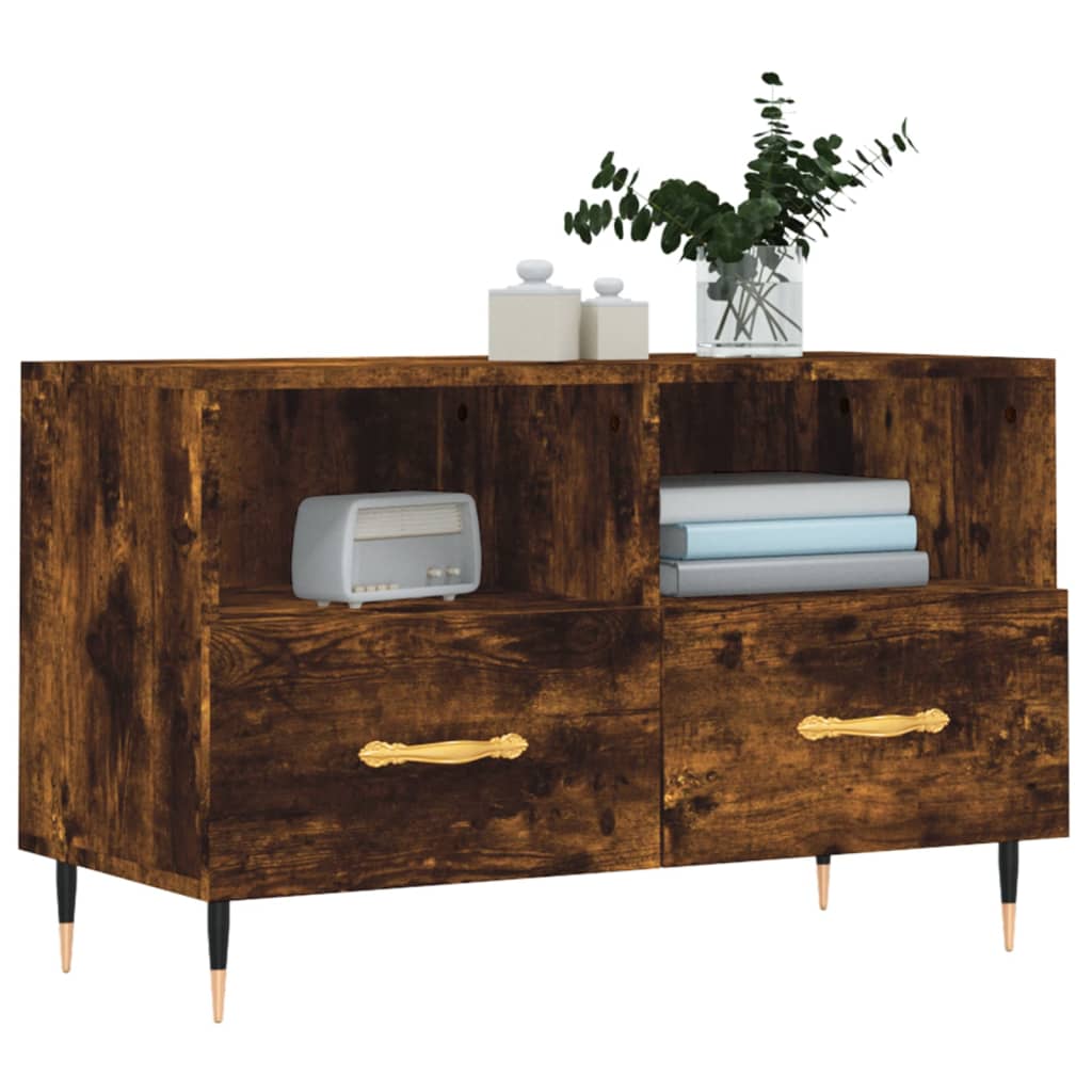 Füstös tölgyszínű szerelt fa tv-szekrény 80 x 36 x 50 cm Füstös tölgyszínű szerelt fa tv-szekrény 80 x 36 x 50 cm