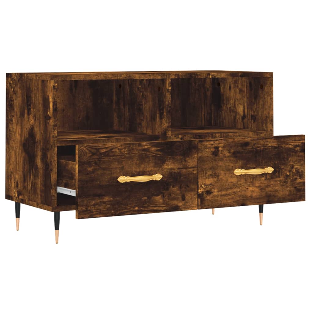 Füstös tölgyszínű szerelt fa tv-szekrény 80 x 36 x 50 cm Füstös tölgyszínű szerelt fa tv-szekrény 80 x 36 x 50 cm