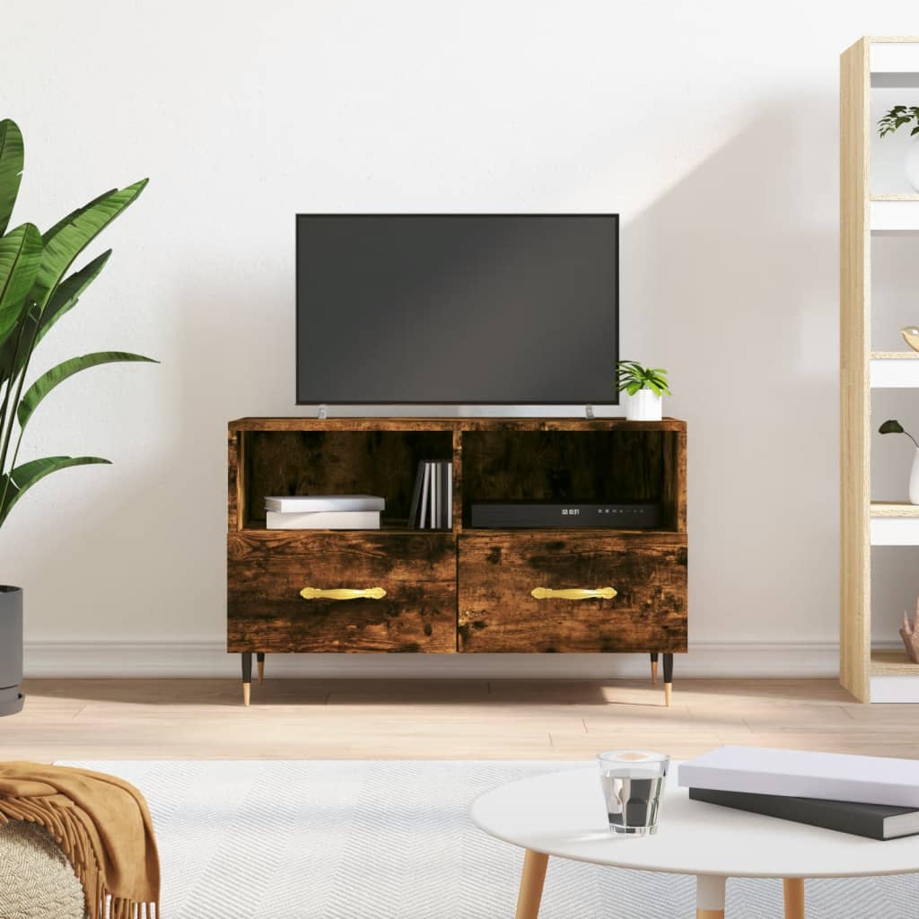 Füstös tölgyszínű szerelt fa tv-szekrény 80 x 36 x 50 cm Füstös tölgyszínű szerelt fa tv-szekrény 80 x 36 x 50 cm