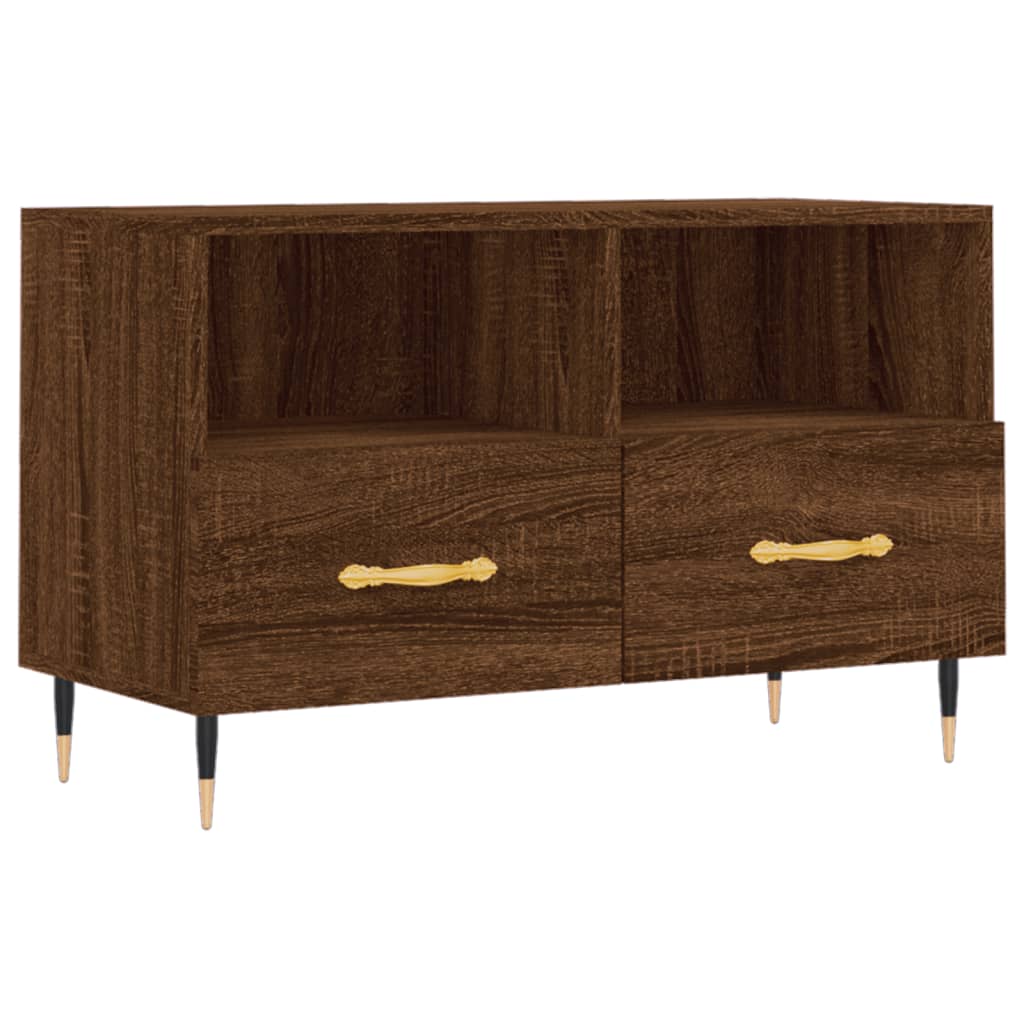 Barna tölgyszínű szerelt fa tv-szekrény 80 x 36 x 50 cm Barna tölgyszínű szerelt fa tv-szekrény 80 x 36 x 50 cm