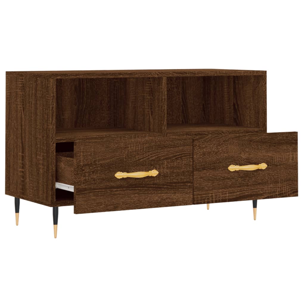 Barna tölgyszínű szerelt fa tv-szekrény 80 x 36 x 50 cm Barna tölgyszínű szerelt fa tv-szekrény 80 x 36 x 50 cm