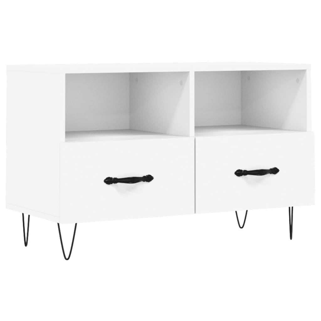 Fehér szerelt fa tv-szekrény 80 x 36 x 50 cm Fehér szerelt fa tv-szekrény 80 x 36 x 50 cm
