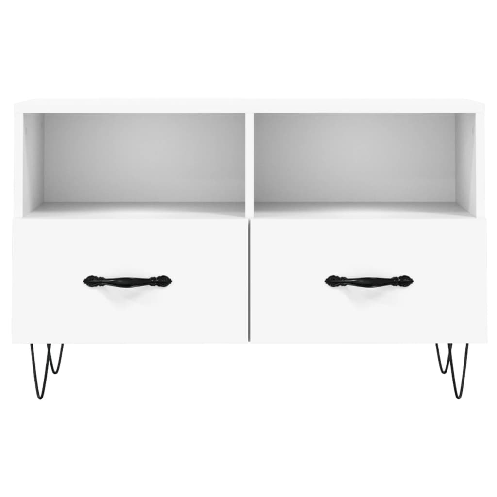 Fehér szerelt fa tv-szekrény 80 x 36 x 50 cm Fehér szerelt fa tv-szekrény 80 x 36 x 50 cm