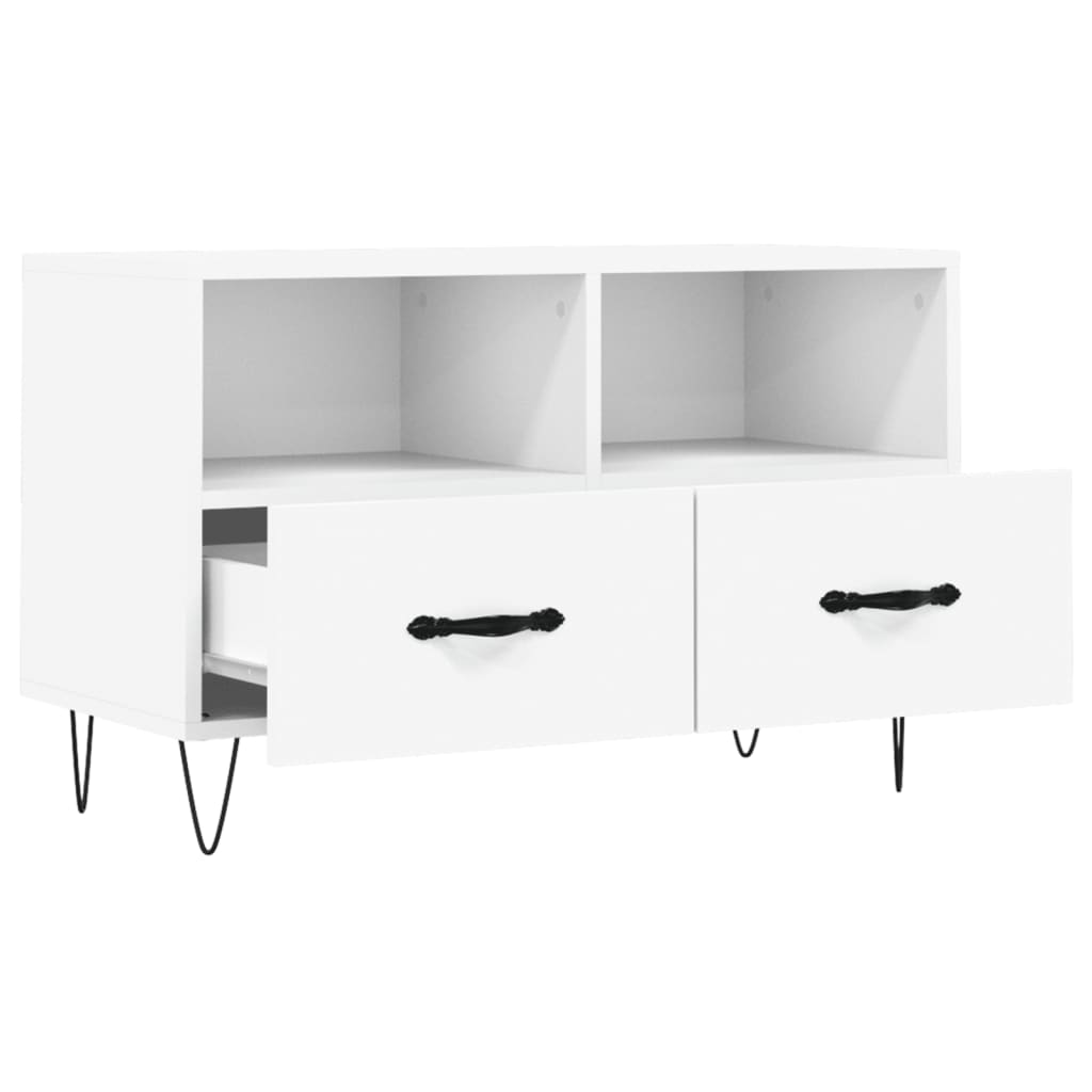 Fehér szerelt fa tv-szekrény 80 x 36 x 50 cm Fehér szerelt fa tv-szekrény 80 x 36 x 50 cm