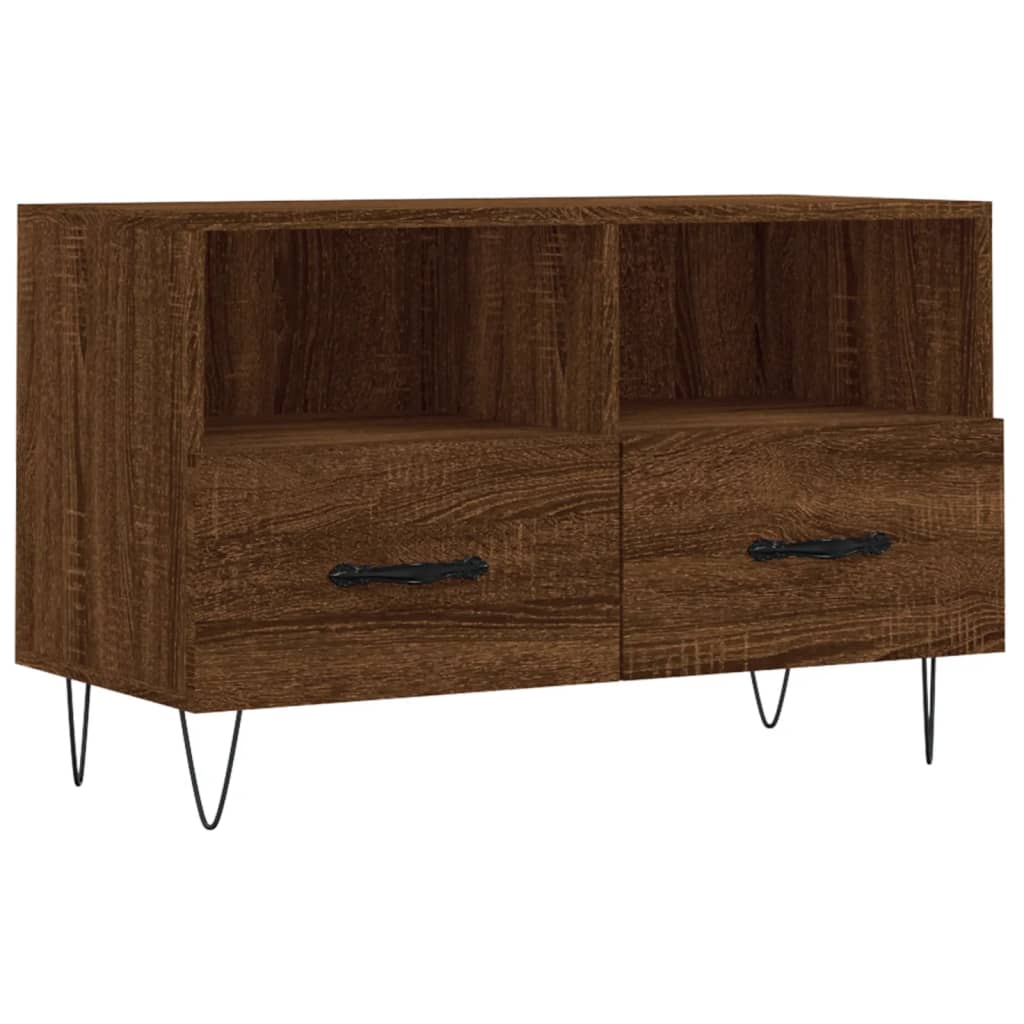 Barna tölgyszínű szerelt fa tv-szekrény 80 x 36 x 50 cm Barna tölgyszínű szerelt fa tv-szekrény 80 x 36 x 50 cm