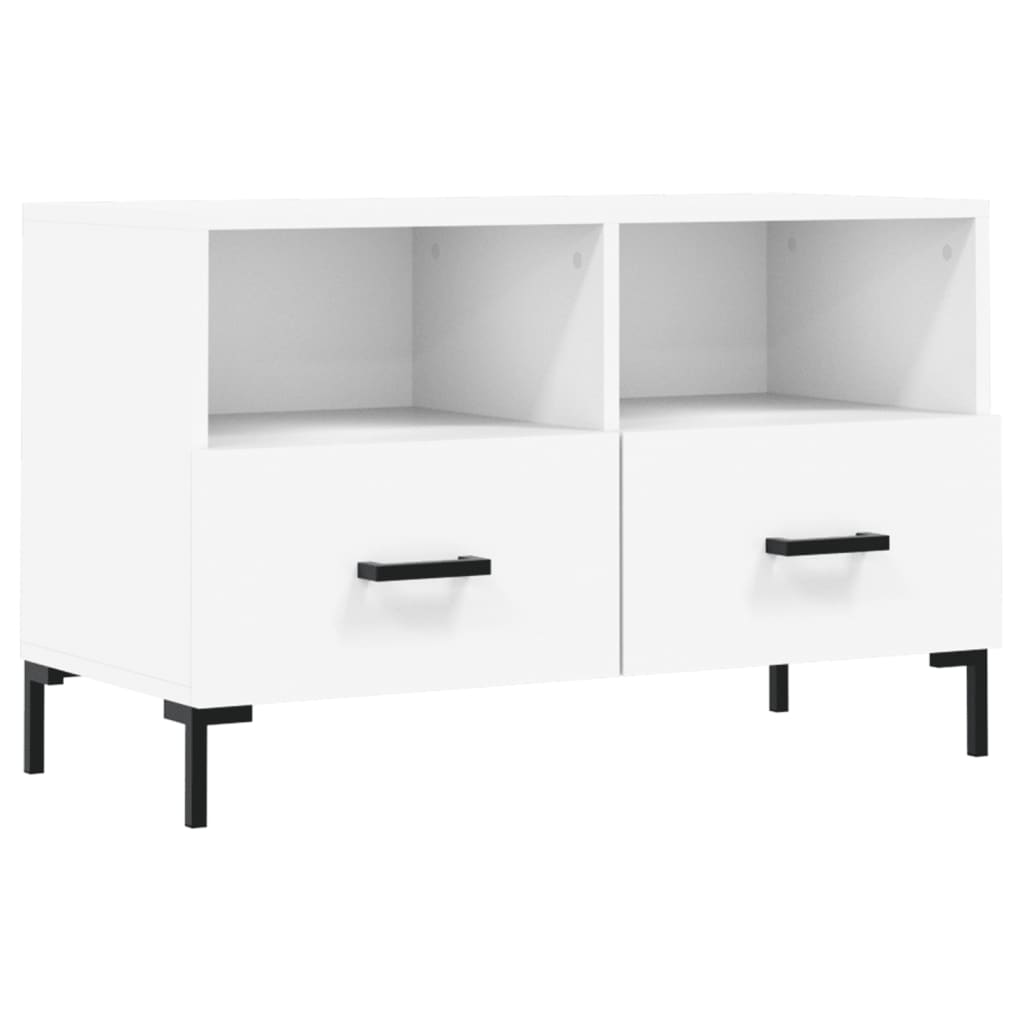 Fehér szerelt fa tv-szekrény 80 x 36 x 50 cm Fehér szerelt fa tv-szekrény 80 x 36 x 50 cm