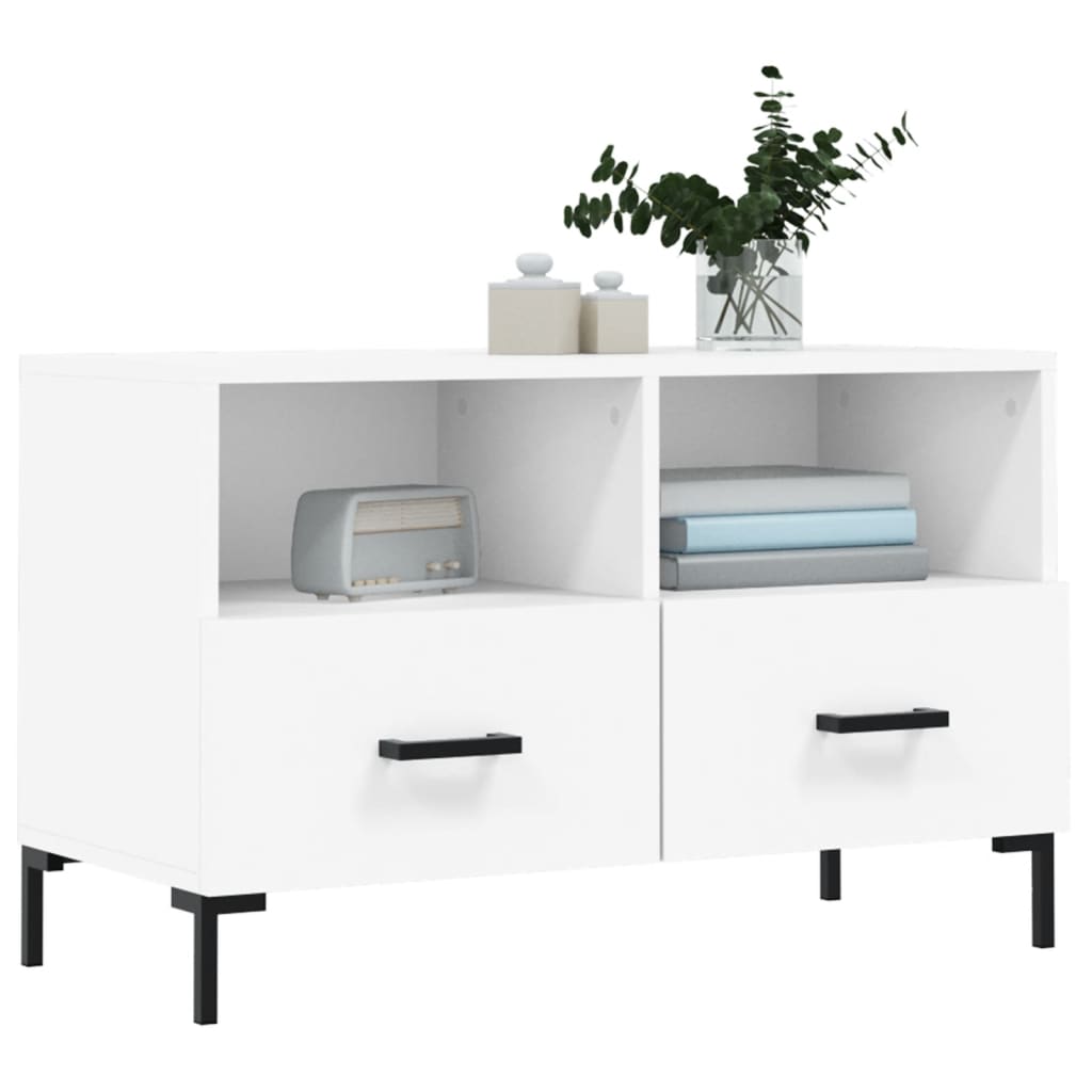 Fehér szerelt fa tv-szekrény 80 x 36 x 50 cm Fehér szerelt fa tv-szekrény 80 x 36 x 50 cm