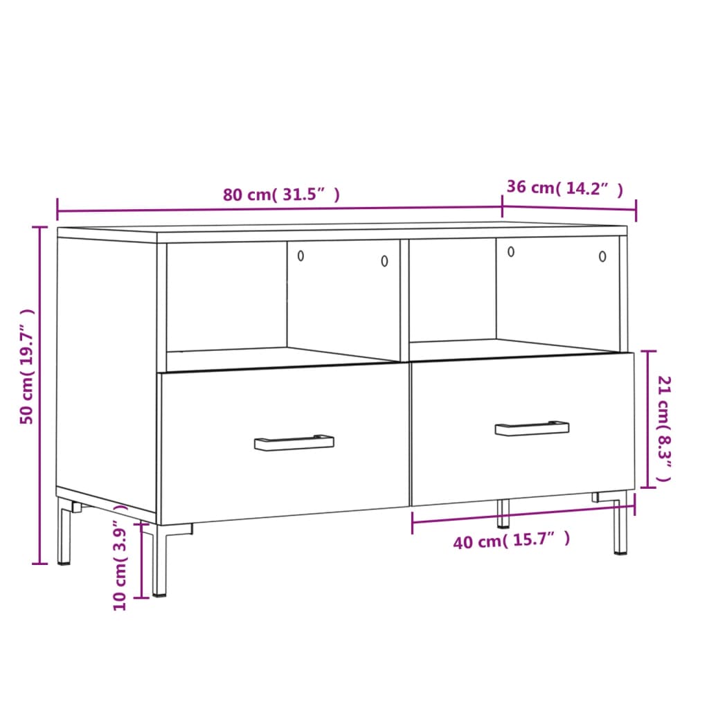 Fehér szerelt fa tv-szekrény 80 x 36 x 50 cm Fehér szerelt fa tv-szekrény 80 x 36 x 50 cm