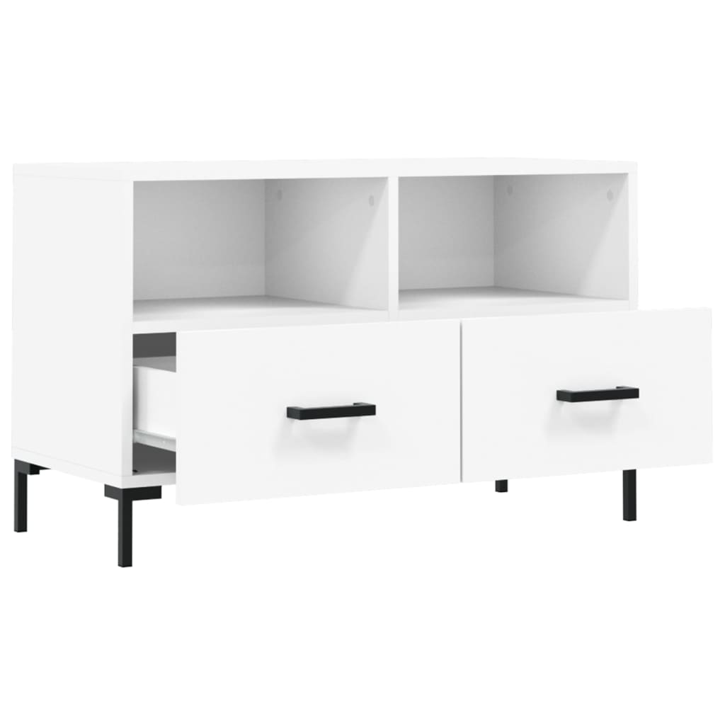 Fehér szerelt fa tv-szekrény 80 x 36 x 50 cm Fehér szerelt fa tv-szekrény 80 x 36 x 50 cm