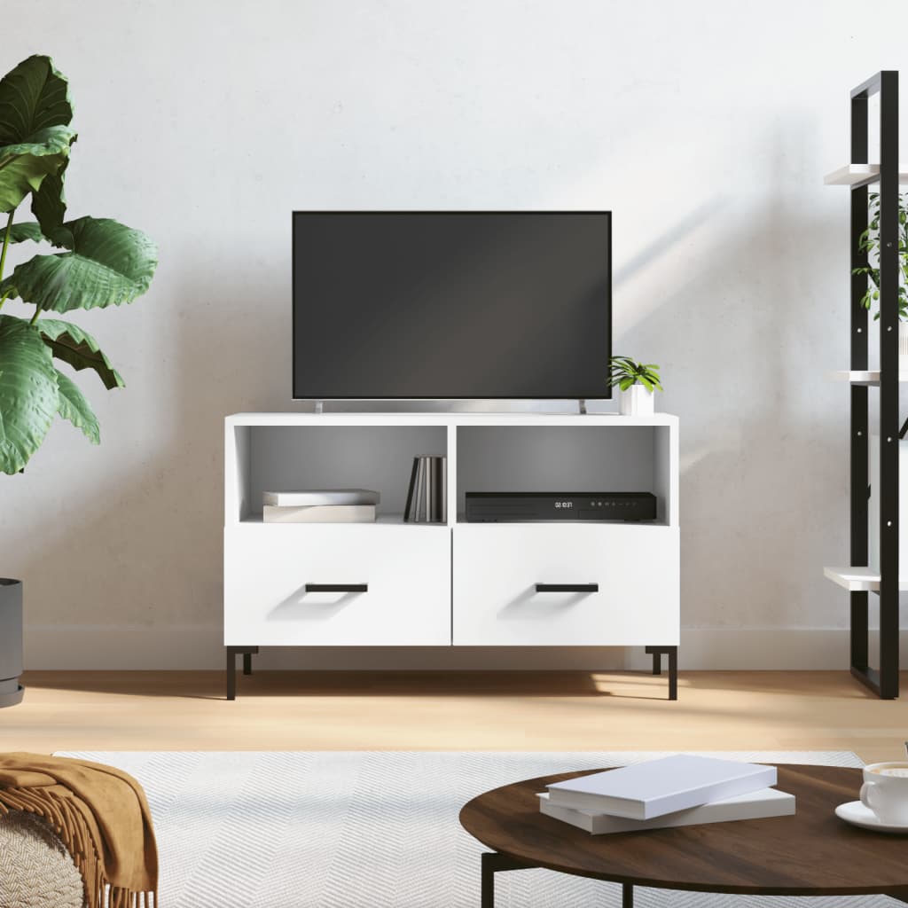 Fehér szerelt fa tv-szekrény 80 x 36 x 50 cm Fehér szerelt fa tv-szekrény 80 x 36 x 50 cm