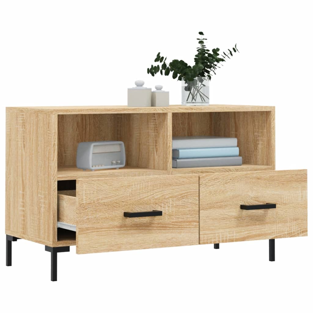 Sonoma-tölgyszínű szerelt fa tv-szekrény 80 x 36 x 50 cm Sonoma-tölgyszínű szerelt fa tv-szekrény 80 x 36 x 50 cm
