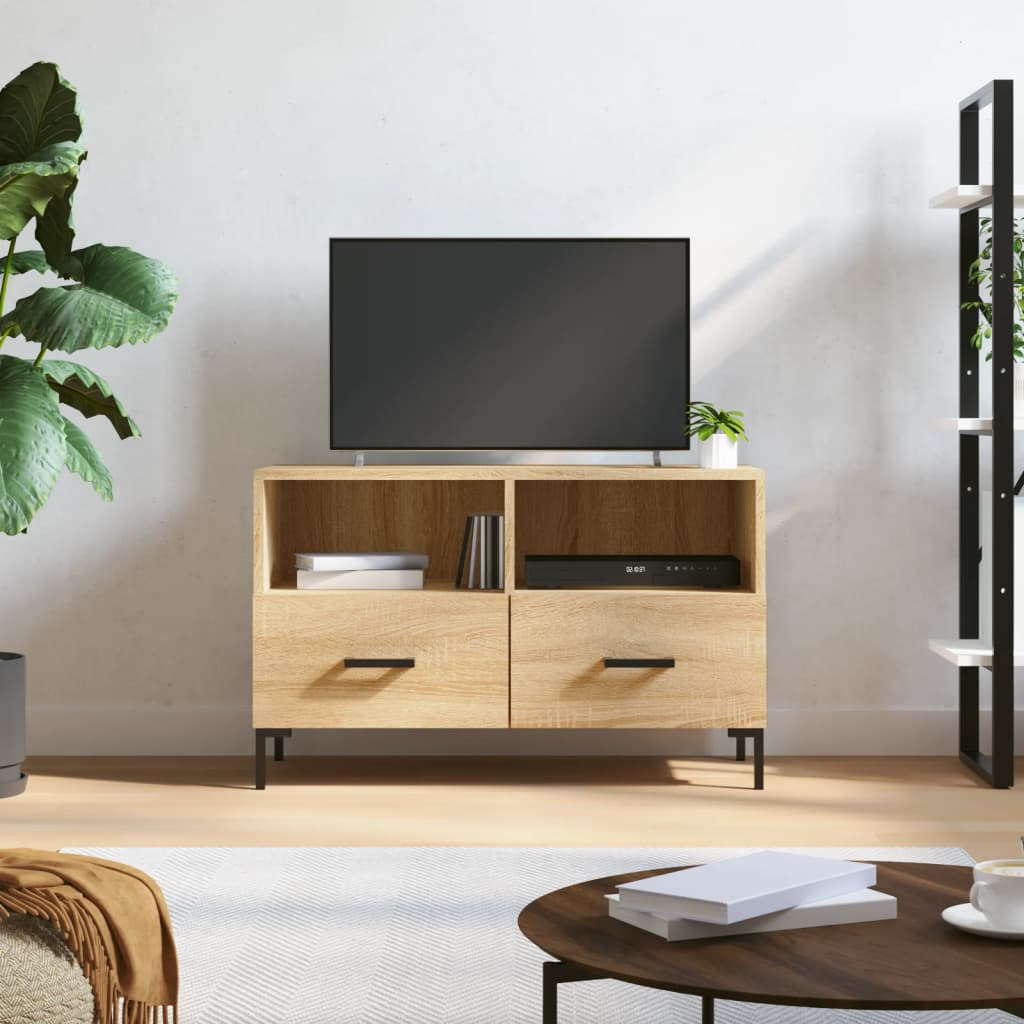 Sonoma-tölgyszínű szerelt fa tv-szekrény 80 x 36 x 50 cm Sonoma-tölgyszínű szerelt fa tv-szekrény 80 x 36 x 50 cm