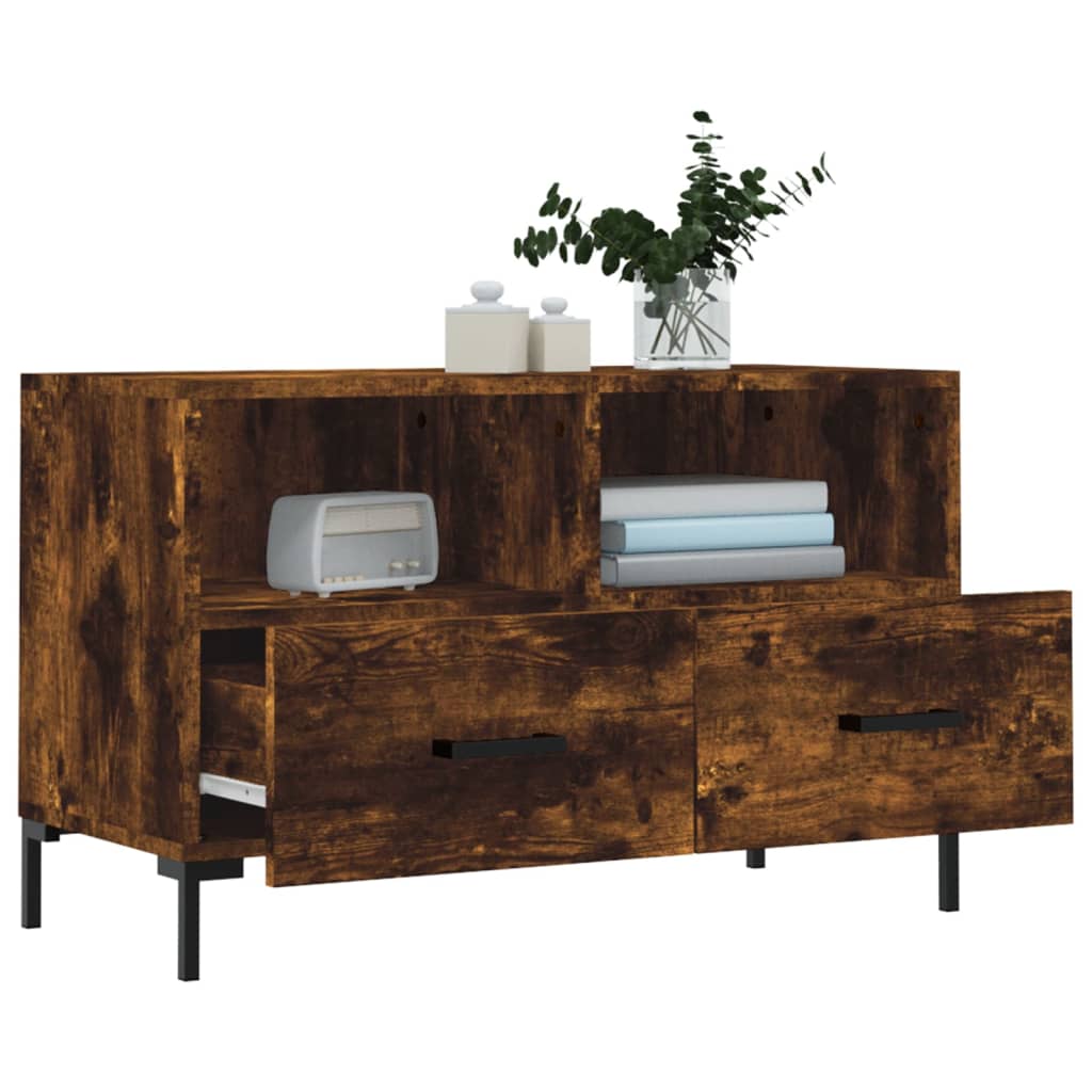 Füstös tölgyszínű szerelt fa tv-szekrény 80 x 36 x 50 cm Füstös tölgyszínű szerelt fa tv-szekrény 80 x 36 x 50 cm
